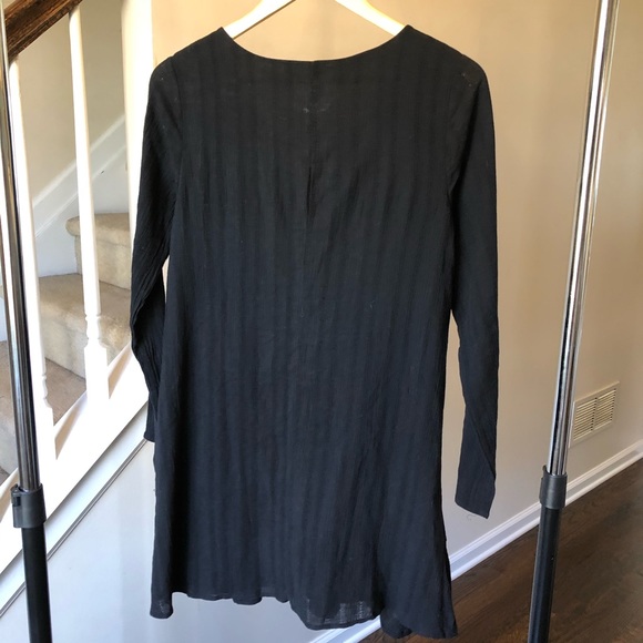 Sage Black Dress With Lace Up Deep V Sz L - Picture 6 of 8